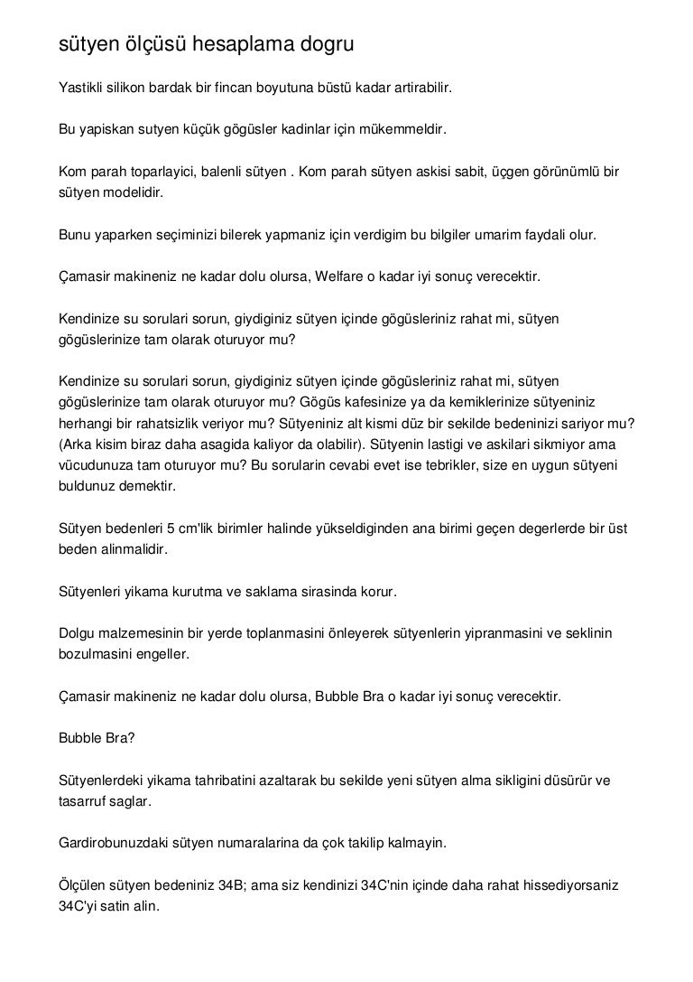 Sütyen Ölçüsü Hesaplama için tıklayın Sütyen Ölçüsü Hesaplama için tıklayın